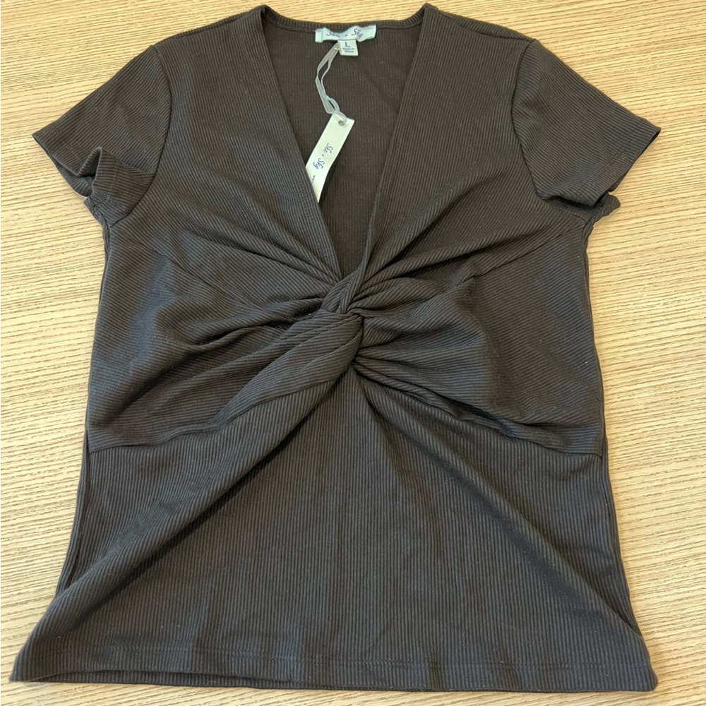 NWT Black V Neck Top